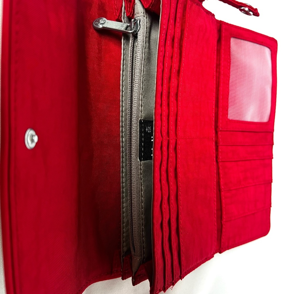 Kipling Red RFID Nylon Travel Wallet Organizer | Card Holder Zip Coin Purse - Picture 2 of 10